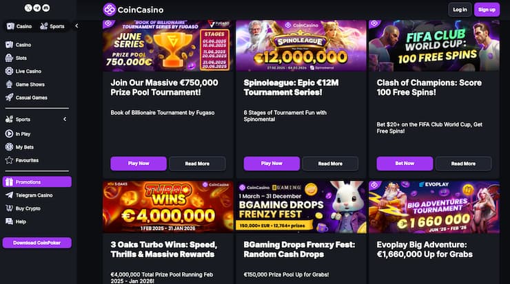 Featured promos on CoinCasino, a top option among the best bitcoin casino picks.